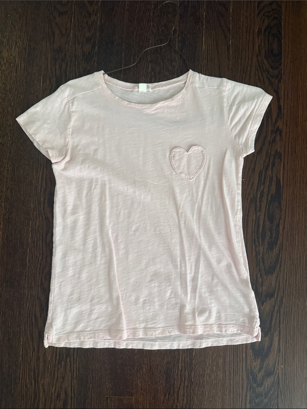 Crewcuts Pale Pink Short Sleeve Tee with Heart Pocket